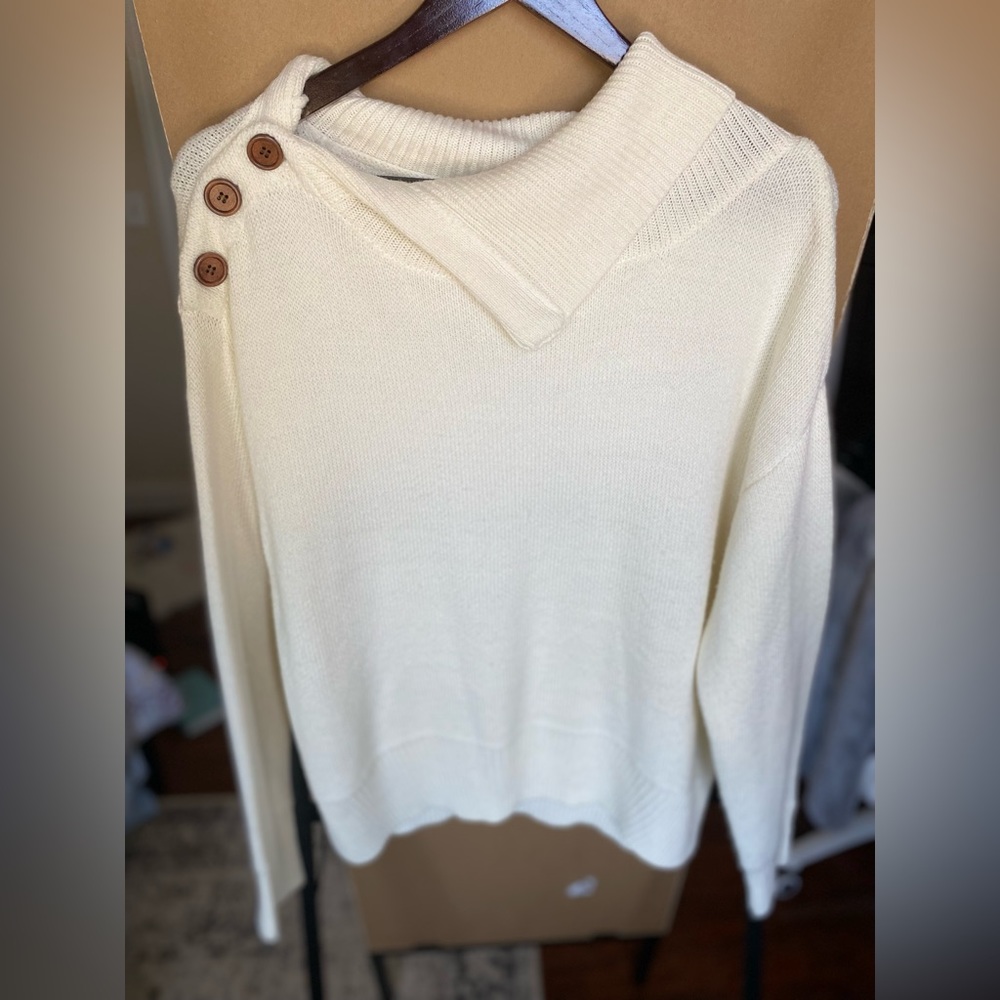 Gently Worn Pink Lily Cream Sweater